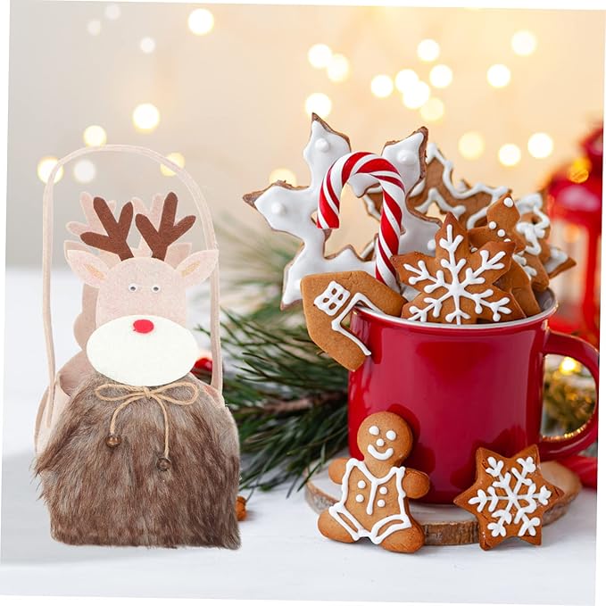 NOLITOY 2pcs Fawn Design Christmas Candy Holder Storage Bag Festive Xmas Treat Baskets for Party Favors Creative Wrapping and Holiday Decorations