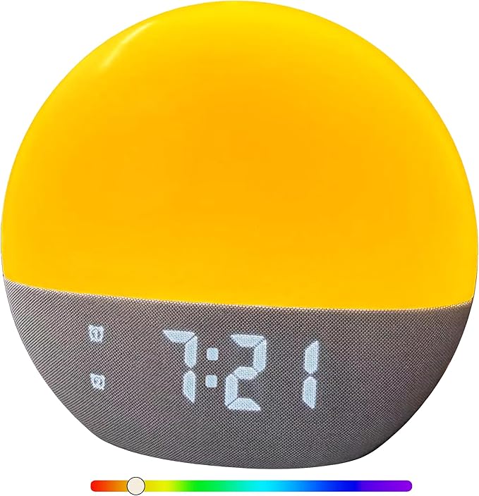 Sunrise Alarm Clock & White Noise Machine, Effective Alarm Clocks for Deep Sleepers, Bluetooth Speaker Wake Up Light, Sunset Simulation, 30 Soothing Sounds, FM Radio, USB Phone Charging Port