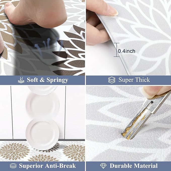 HEBE Kitchen Mat Cushioned Anti Fatigue 20"x71", Non Slip Kitchen Mats for Floor, Waterproof Ergonomic Comfort Standing Carpet Runner for Kitchen Sink, Home Office, Laundry Room