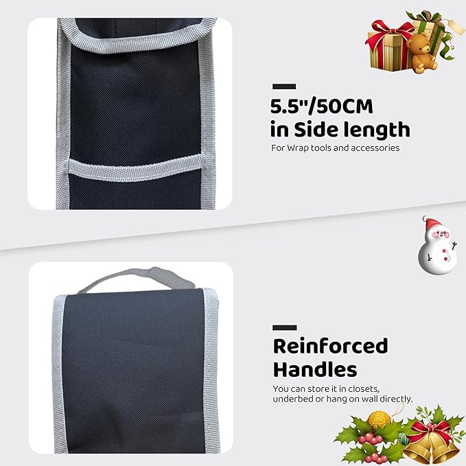 OUTTDID Wrapping Paper Storage Bag 31", Gift Wrapping Paper Organizer Storage Containers with Pocket for Crafts Poster Tools, Christmas Wrap Paper Holder fits for 9 Standard Rolls, Black