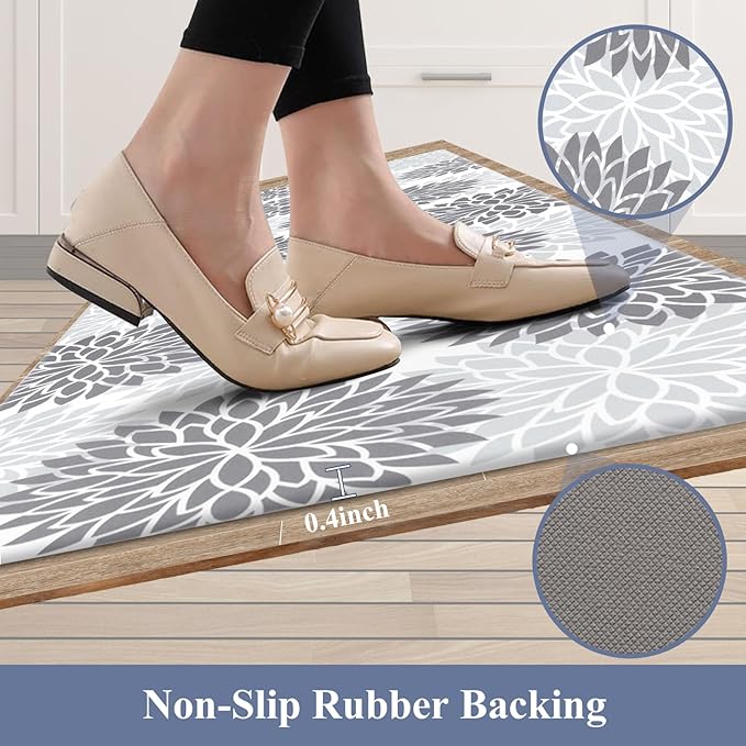 HEBE Kitchen Mat Cushioned Anti Fatigue 20"x71", Non Slip Kitchen Mats for Floor, Waterproof Ergonomic Comfort Standing Carpet Runner for Kitchen Sink, Home Office, Laundry Room