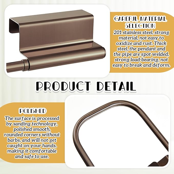 Yaocom 12.4 Inches Cabinet Door Paper Towel Holder Camper Under Sink No Drilling Paper Towel Storage and Dispenser for RV Kitchen Bathroom Laundry Room, Stainless Steel(Vintage Bronze,2 Pcs)
