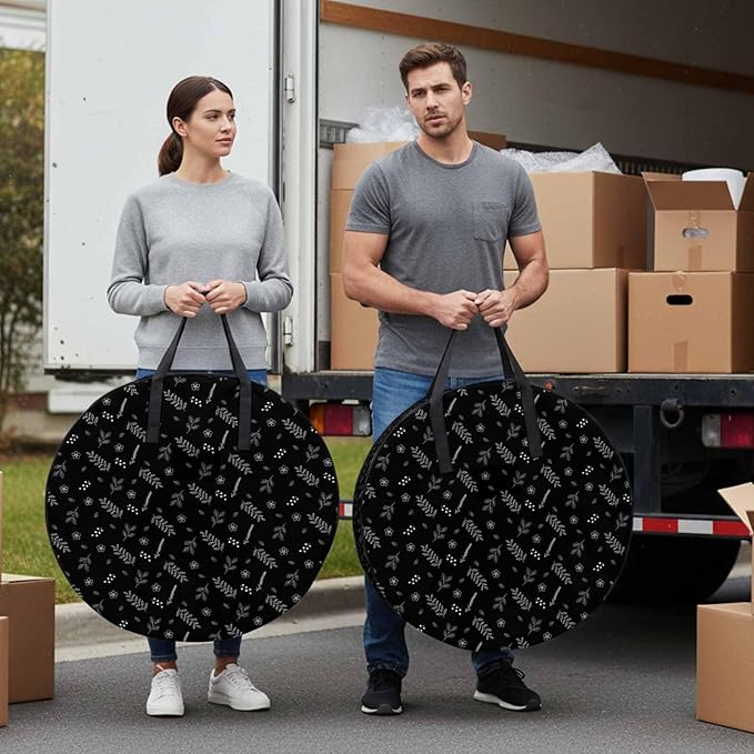 Storage Bag Black Wheat Ear Round Storage Totes Bins Closet Organizers with Zippers & Handle Floral Leaf Plant Clothes Storage Container for Bedroom Dorm Space Saving Packing Supplies Moving Bags