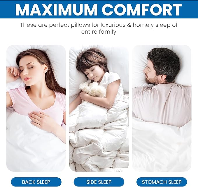 Utopia Bedding Bed Pillows for Sleeping (White), Queen Size Set of 4, Hotel Pillow, Cooling Pillows for Side, Back or Stomach Sleepers