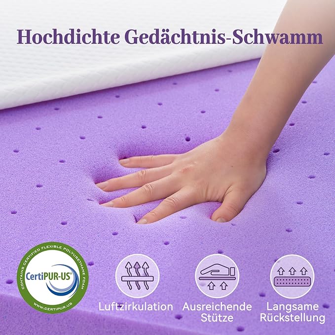 SINWEEK 3 Inch Gel Memory Foam Mattress Topper Twin XL Size for College Dorm, Ventilated High Density Pad for Back Pain, Bed Topper with Removable Soft Cover, CertiPUR-US Certified