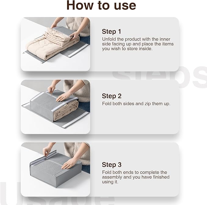 DIMJ Bed Sheet Organizers and Storage 6 Pack - Foldable Sheet Holder for Linen Bedding Storage Box for organization, Sheets Set Holder for Blanke, Towel (King & Queen Size), Grey