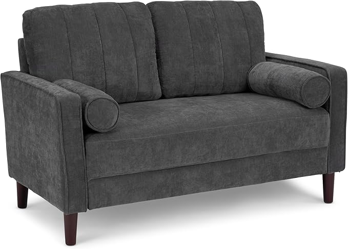 Bush Home 54-inch Loveseat, Living Room Furniture, Max Collection, Iron Gray Chenille Fabric