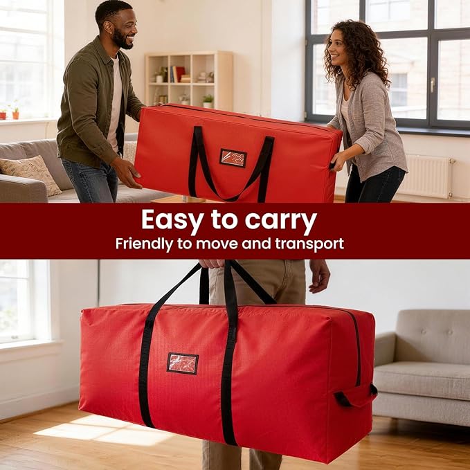 Moving Bags Heavy Duty Storage Bags with Zipper, Extra Large Clothes Storage Bag with Handles, Packing Boxes for Moving Totes Bins for Blanket College Supplies, Christmas Tree Bag 7.5ft-1 Pack