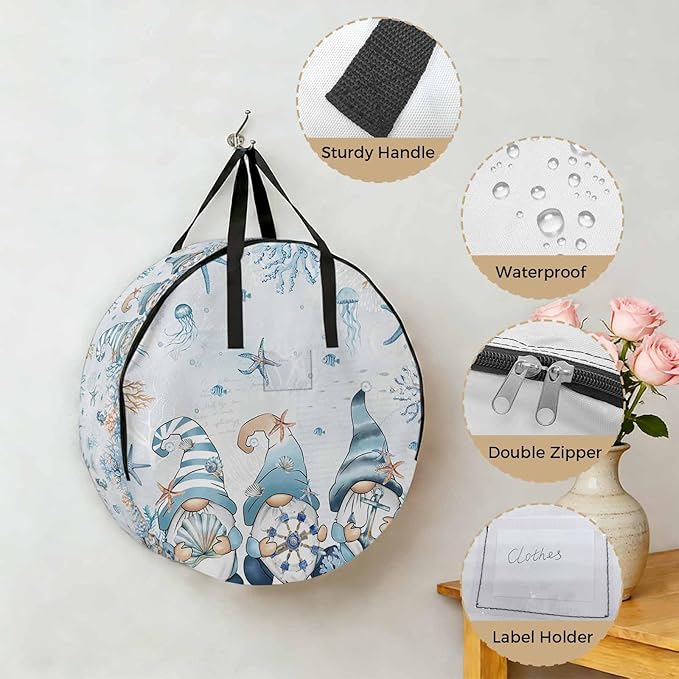 Storage Bag Round Storage Totes Bins Closet Organizers with Zippers & Handle Clothes Storage Container for Bedroom Dorm Space Saving Packing Supplies Moving Bags