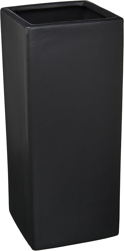 WGV Ceramic Block Vase 5" W x 12" H, (Multiple Size/Color Choices) Matte Tall Square Flower Planter Pot, Accents Home Office Tabletop Decor, Ideal Gifts Black 1 Piece (CSB0512BK)