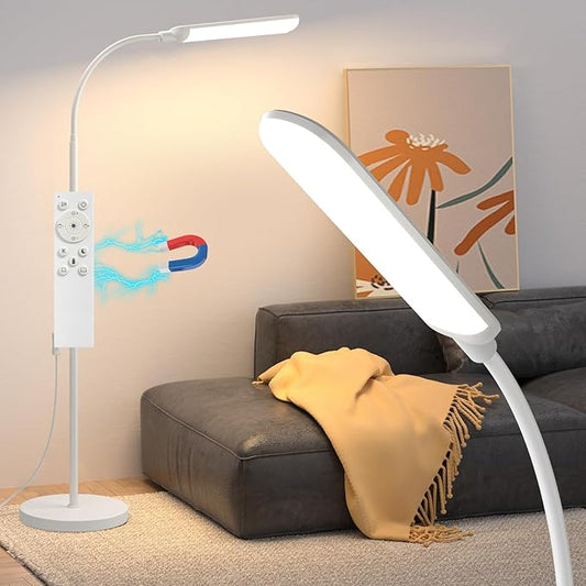 Aisutha LED Floor Lamp, 18W Super Bright Floor Lamp for Living Room, Adjustable Stepless Colors & Brightness Standing Lamp, Eye Caring Reading Light with Remote (White)
