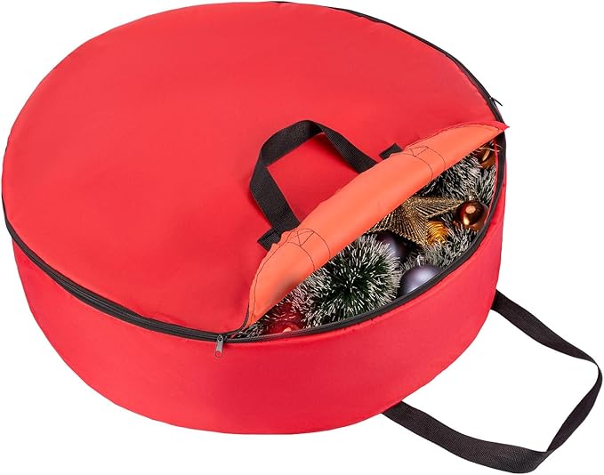Round Wreath Storage Bag 30-Inch with Zipper - 600D Oxford Fabric Storage Container for Wreaths, Garland, Holiday & Seasonal Decorations, Dust-Proof Protection
