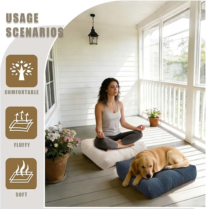 Floor Cushions for Adults Set of 2, Large Meditation Floor Pillows for Sitting on Floor, Thick Square Seat Cushions for Yoga Meditation Reading, Grey 18x18 in