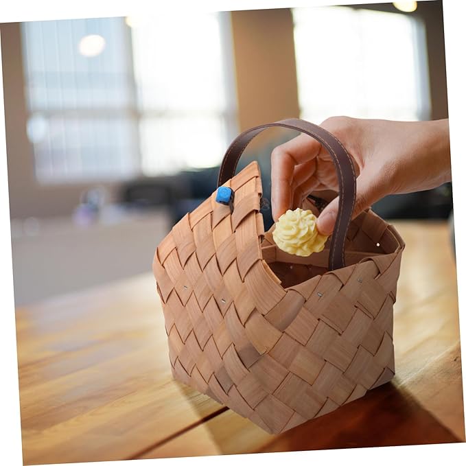 PRETYZOOM Woven Basket Straw Basket Lids Woven Storage Container Package for Present Home Organization