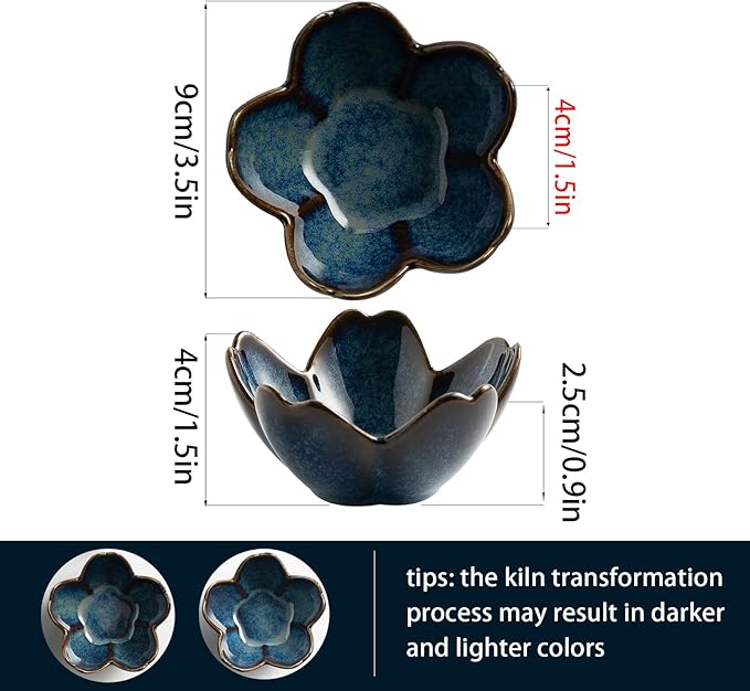 Flower Ring Holder Dish, Ceramic Jewelry Tray Dish, Small Trinket Dish, Jewelry Plate Bowl, Cute Jewlery Ring Holder Dish, Aesthetic Room Decor, Christmas Birthday Gifts for Women, 1 pack (blue)
