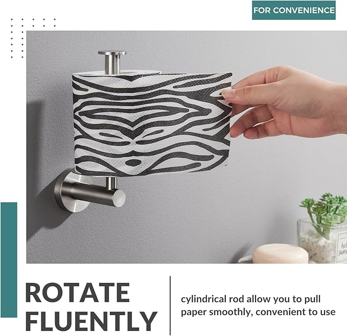 Vertical Toilet Paper Holder, Aomasi SUS304 Stainless Steel Toilet Tissue Roll Hanger with Round Plate, Bathroom TP Roll Organizer, Wall Mounted, Brushed Nickel