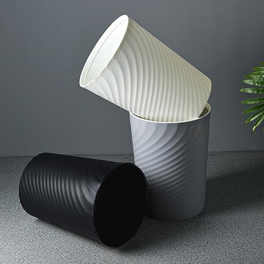 Small Bathroom Trash Can 1.8 Gallon Wastebasket Recycling Bin for Bedroom Office Kitchen, Black White, 2 Pack
