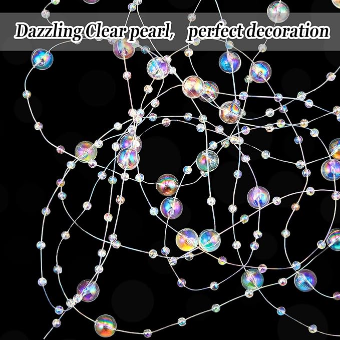 Tondiamo 24 Pcs Artificial Pearl String for Floating Candle Faux Pearls Beads String Garland Centerpiece Decoration for Vases Filler Wedding Spring Holiday Party Decor(Dazzling Color)