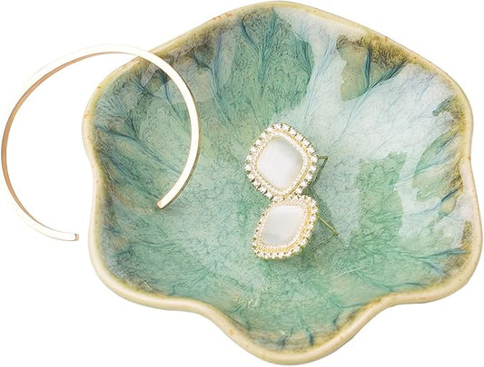 Mecaikru Ring Dish, Ceramic Trinket Tray, Small Dish for Jewelry, Key Bowl, Ring Tray for Jewelry, for Friends Sisters Daughter Mother