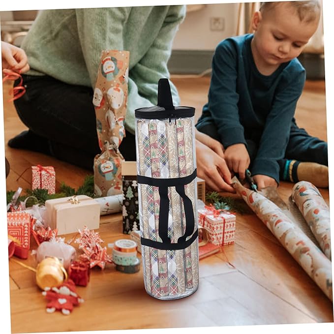 TOVINANNA Christmas Wrapping Paper Storage Organizer Transparent Container Zippered Top for under Bed Closet Wrap Holder for Holiday Decorations and Accessories