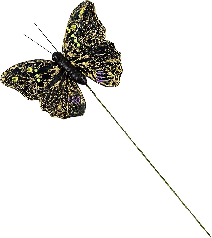 Cartanfill-Decorative Feather Black Butterfly paired with Gold and Silver line Patterns, for Home Accent Piece, Gift Idea