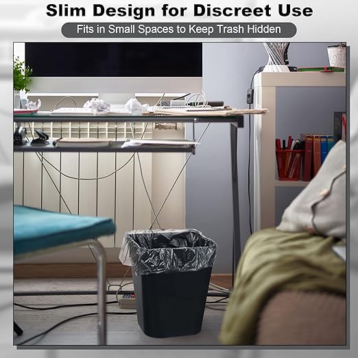 Eccliy 6 Pack 1.6 Gallons Trash Can Small Bathroom Plastic Trash Can with 3 Rolls of Bags for Bedroom Home Office Living Room Kitchen(Black,6)