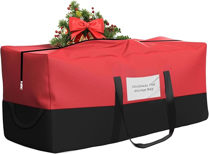 Christmas Tree Storage Bag,Fits Up 8 Ft Tall Artificial Trees,600D Oxford Material,Heavy Duty Tree Bag,Dampproof Storage Bag with Durable Reinforced Handles & Dual Zipper&Transparent Pocket