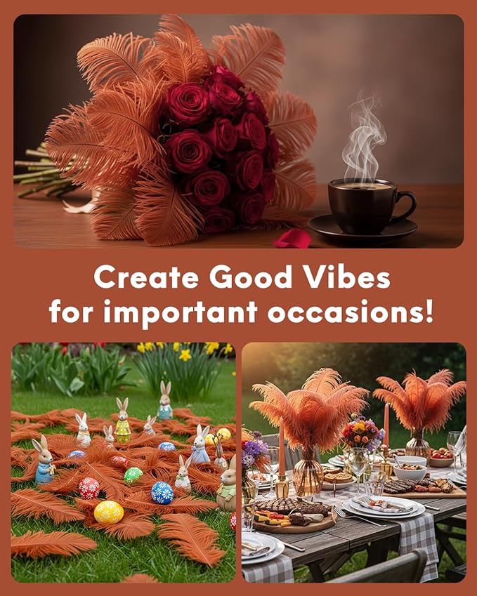 30pcs Brown Ostrich Feathers Natural Bulk 9-12in（23-30cm） Vase Craft Wedding Home Party Centerpieces Christmas Day Decoration