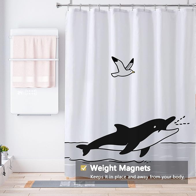 LLSCL Fabric Shower Curtain Liner with Magnets, Waterproof Hotel Quality, 72 x 72 Machine Washable