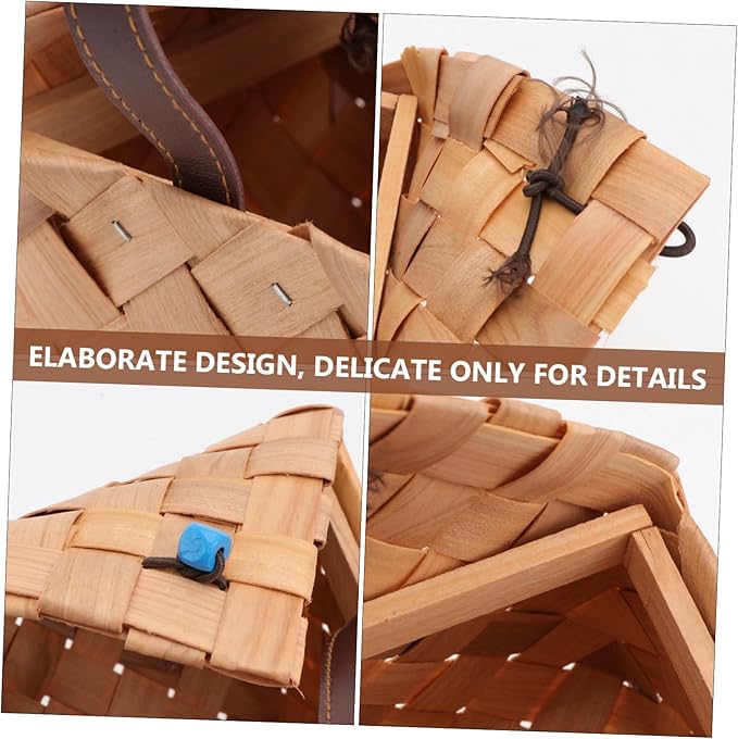 PRETYZOOM Woven Basket Straw Basket Lids Woven Storage Container Package for Present Home Organization