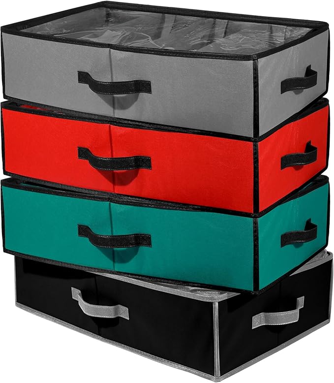 Preboun 4 Pack Clear Top Christmas Nutcracker Storage Box Christmas Figurine Storage Box Containers Ornament Storage Box Storage Container Each Holds 4 Figurines up to 16 Inches (Multicolor)