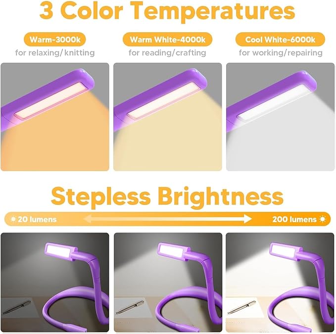 Mothers Day Gifts for Mom Wife: Rechargeable 2000mAh Neck Reading Light Mothers Day Gifts for Grandma Nana Mother Day Presents for Readers Knitters Sewing Supplies Knitting Crochet Accessories