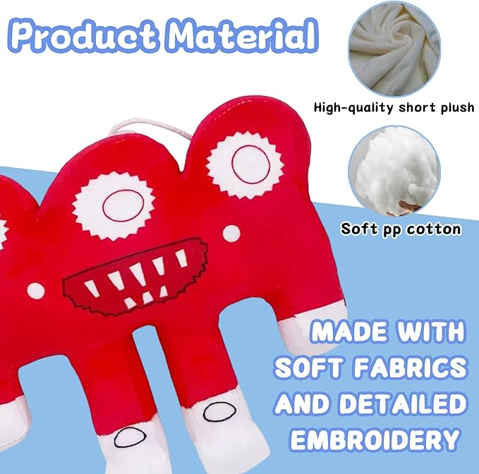 Steal a Brainrot 12-Inch Red Multi-Limbed Saw-Mouth Plush Pillow – Soft Huggable Cushion, Stylish Decor Accent & Collectible for Enthusiasts