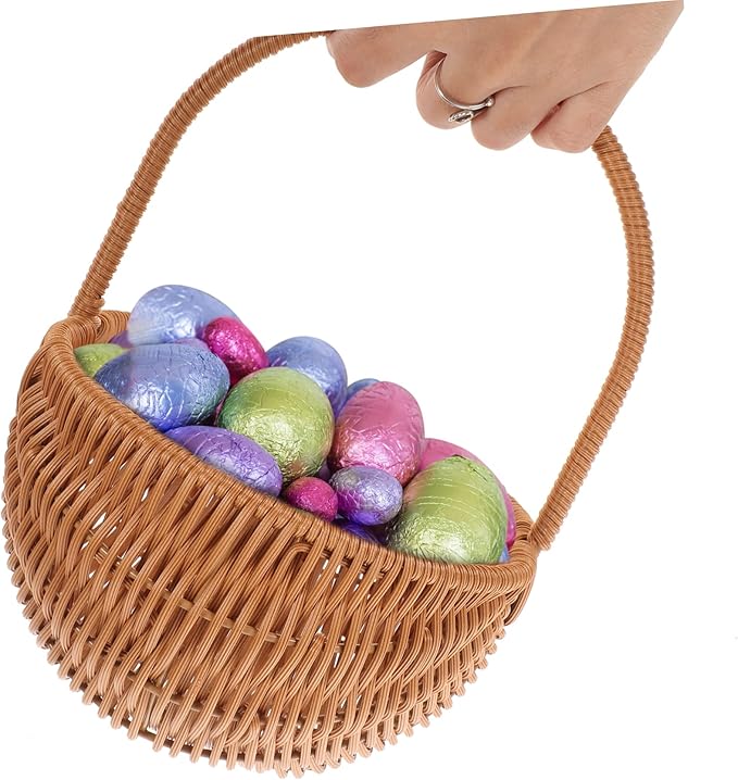 Luxshiny 4pcs Rectangular Mini Easter Basket Woven Storage Holder with Handle for Candy Cookies and Home Decoration for Boys and Girls and Friends Adds Natural Atmosphere