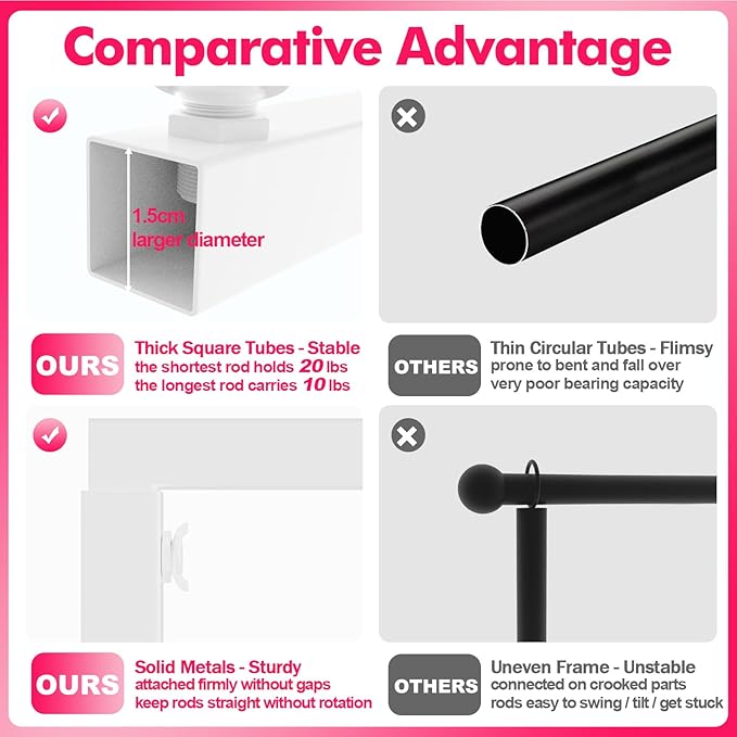 Over the Table Rod Stand with Clamps Adjustable 13''-42'' Tall 29"-98" Length Set of 2 White Table Arch Hanging for Wedding Birthday Party Halloween Christmas Decoration