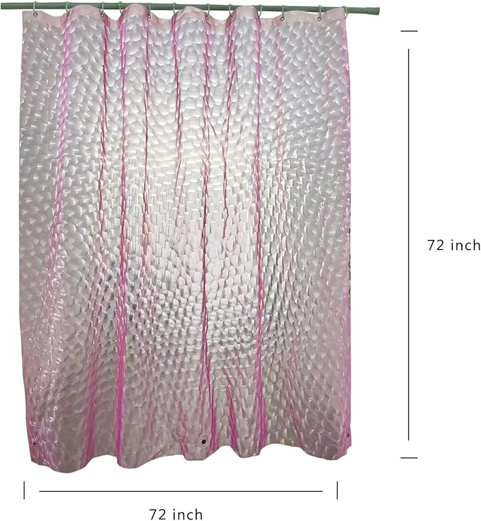 Shower Curtain Liner, 100% Waterproof EVA 3D Shower Curtains with 3 Duty Heavy Bottom Magnets and 12 Rust Proof Grommets, 72x72 Weighted Shower Liner for Shower Stall, Bathtubs (Pink Cube)