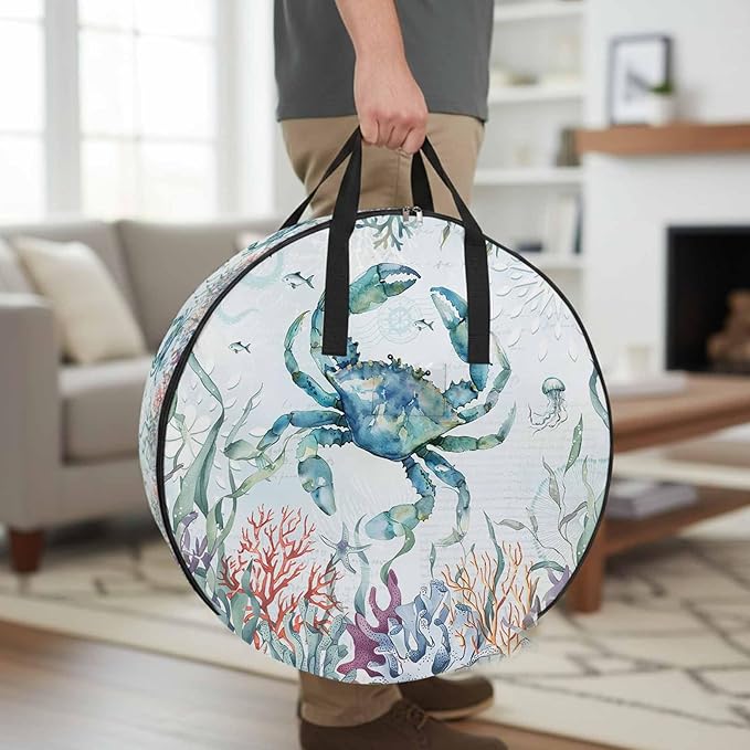 Storage Bag Round Storage Totes Bins Closet Organizers with Zippers & Handle Clothes Storage Container for Bedroom Dorm Space Saving Packing Supplies Moving Bags