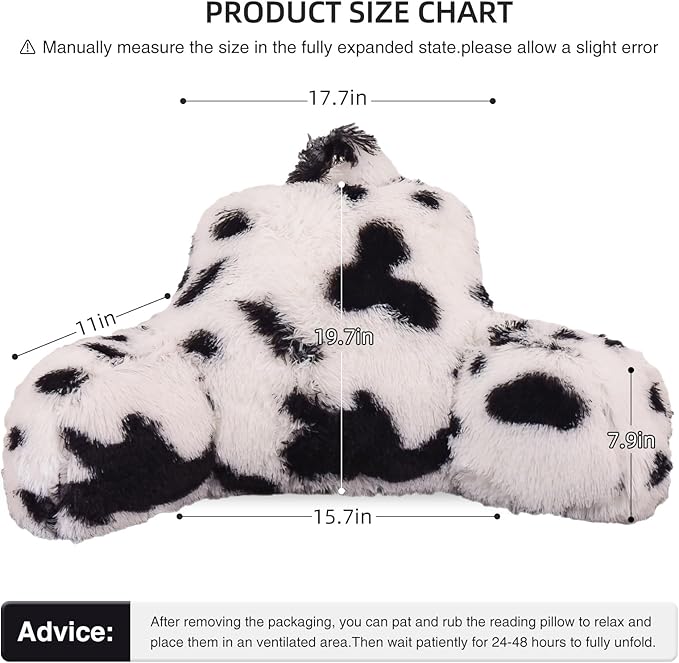 Aimuan Reading Pillow Bed Rest Wedge Large Adult Backrest Pillow with Arms Back Support for Sitting Up in Bed Cushion Incline Rest Sleeping Snoring Pillow, White-Black, Large