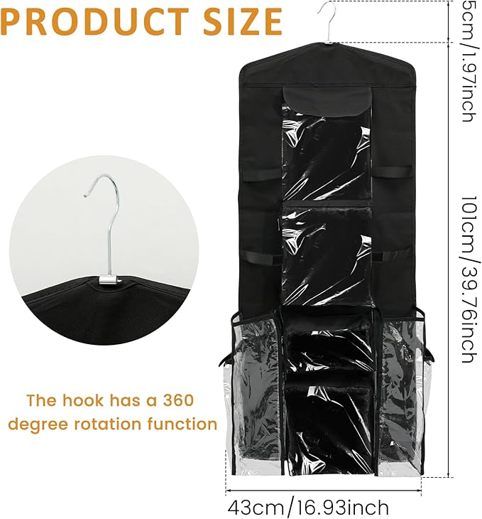 Wrapping Paper Storage - Double-Sided Hanging Wrap Organizer, Compartmental Wrap Organizer Holder, Wrapping Paper Storage Containers, Behind The Door Storage for Kitchen Bedroom Closet (Black)