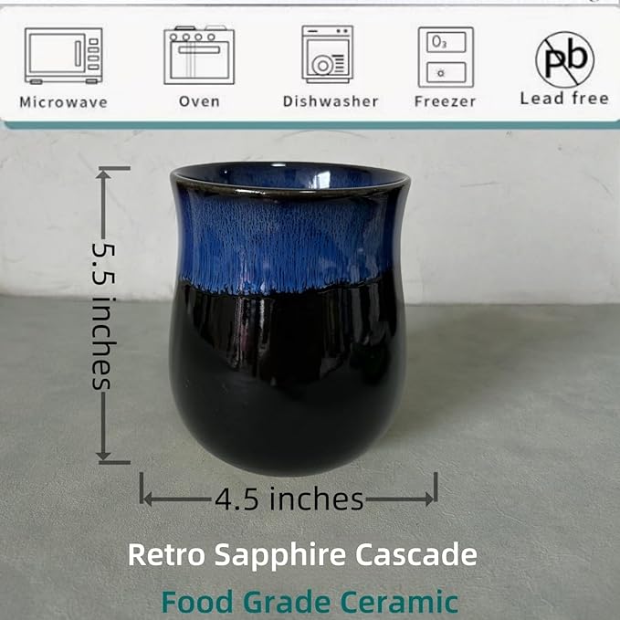 Short Kitchen Utensil Holder for Kitchen Counter, Ceramic Small Utensil Crock & Vase & Holder for Cutlery Spatula Brush Silverware Cooking Utensil Holder (Sapphire)
