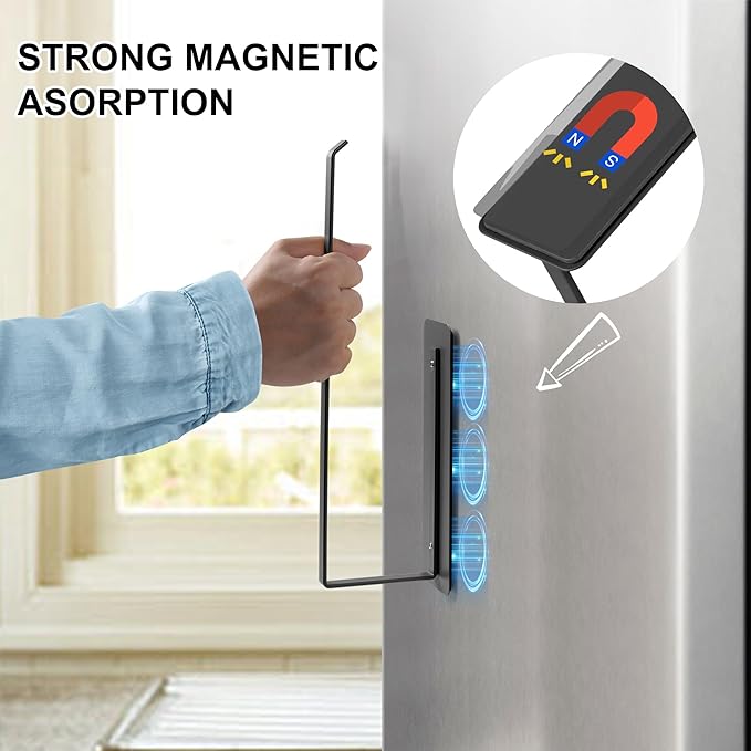 EASTTOWEST Magnetic Paper Towel Holder,Black Towel Bar Rack for Refrigerator BBQ Grills Griddles Toolbox RVs Tailgates,Heavy Duty Strong Magnet Backing,12”(L) x 3”(H),Fit All US Paper Roll