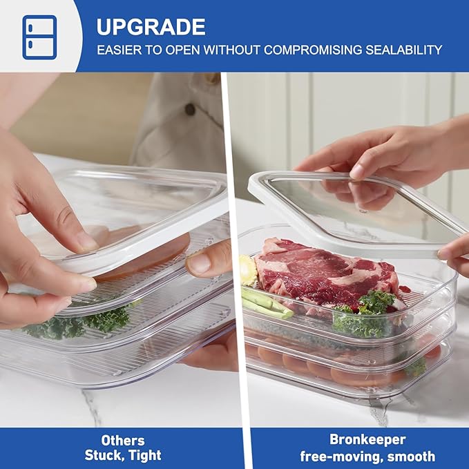 Stackable Deli Meat Storage, 3-Tier Lunch Meat Container for Fridge – Dishwasher Safe, Clear Cold Cuts & Cheese Organizer with Lid, Meal Prep Meat Storage Containers for Refrigerator