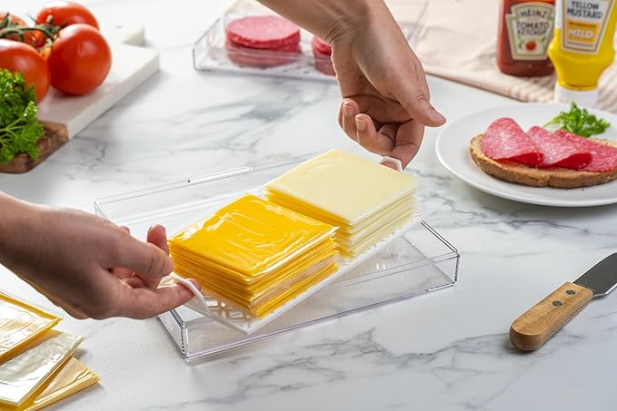 Pikanty Cheese Keeper | Storage Container for Fridge | Food Box with Hinged Lid and Removable Tray | Sliced Cheese Organizer | Made in USA