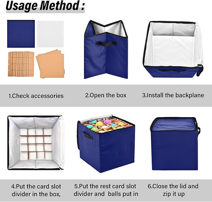 Dark Blue Christmas Ornament Storage Basket Box Holiday Storage Container Cube with Adjustable Dividers for 64 Holiday Ornaments or Decorations Keeps Clean and Dry for Next Season