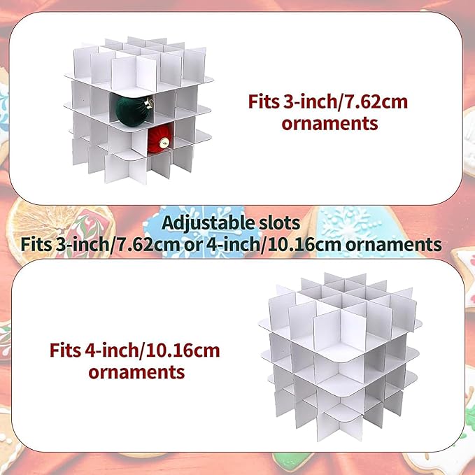 Christmas Ornament Organizer Bag, 64-Grids Foldable Divider Storage, Decoration Ball Use, Zippered Design, Easy Portable Construction, Under Bed Cabinet Home Basement Apartment