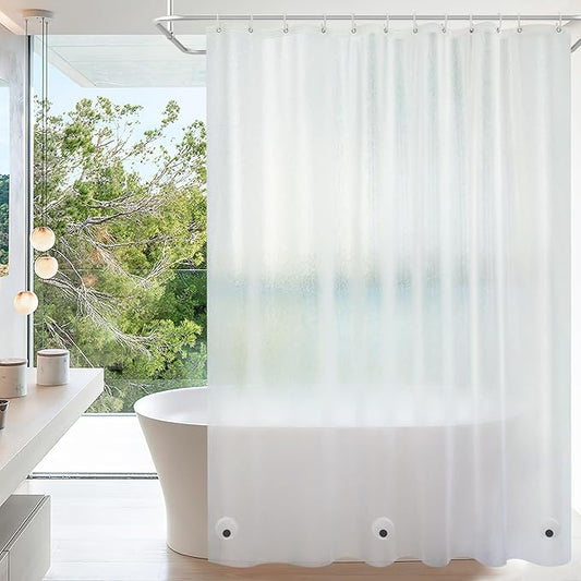 TIKABC Shower Curtain Liner, 4G PEVA Shower Liner, Plastic Peva Waterproof Shower Curtains, 72x72 inch with Grommet Holes 3 Magnetic Weights