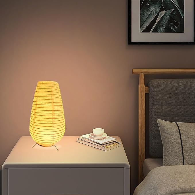 10 Inch Battery Operated Lamp, Cute Paper Lamp, Cozy Accent Table Lamp, Small Tabletop Night Light for Bedroom Living Room Desk