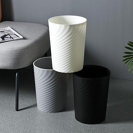 Small Bathroom Trash Can 1.8 Gallon Wastebasket Recycling Bin for Bedroom Office Kitchen, Black White, 2 Pack