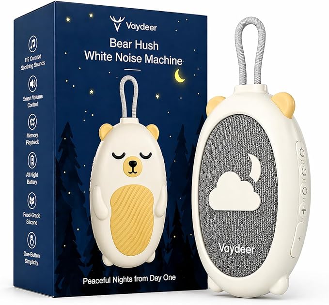 Vaydeer Baby Sound Machine for Sleep, White Noise Machine with 115 Sounds & 4 Modes, for New Moms & Newborns, Baby Sleep Soother, 54 dB Safe,Gift for Mom, Nursery Essentials