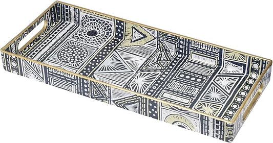 MAONAME Plastic Vanity Tray, Small Bathroom Counter Tray, Narrow Decorative Trays with Handles, Storage Dresser Trays Organizer for Toilet Tank, Jewelry, Makeup, 13.8" x 6" x 1.57"